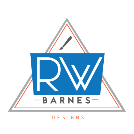 A blue and white logo is on top of an orange triangle.